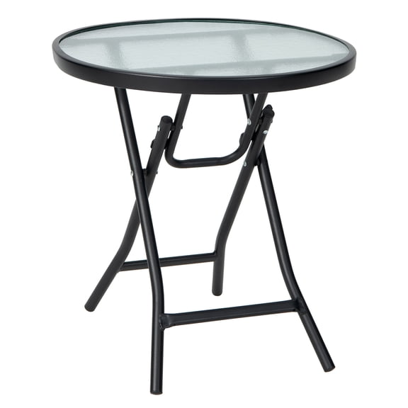 Biotree Patio Folding Side Table with Tempered Glass Top
