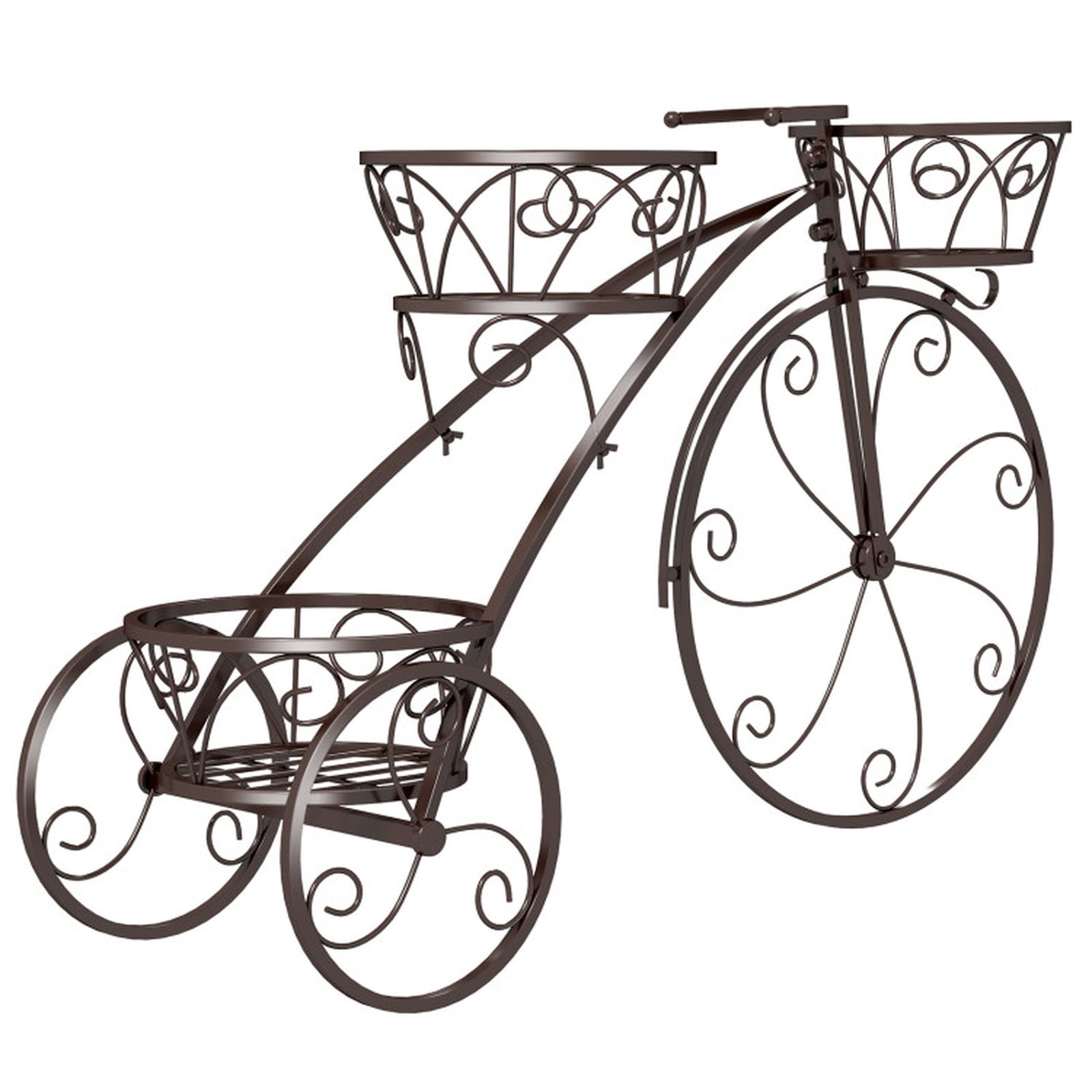 Biotree Plant Stand Cart, Metal Display for Patio Garden Backyard, 33" x 10" x 20" and Backyard Vegetable Growing, Bronze