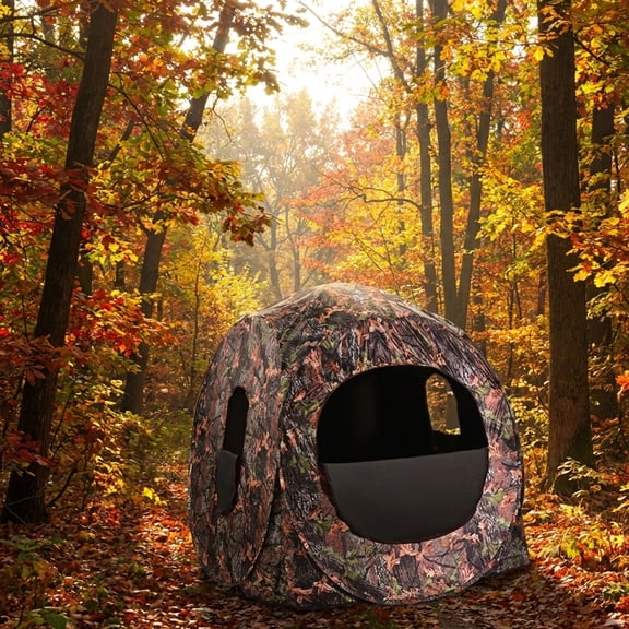 Biotree Portable Pop Up Ground Camouflage Hunting Blind Enclosure with Carry Bag for Deer Turkey Duck Hunting, Camouflage