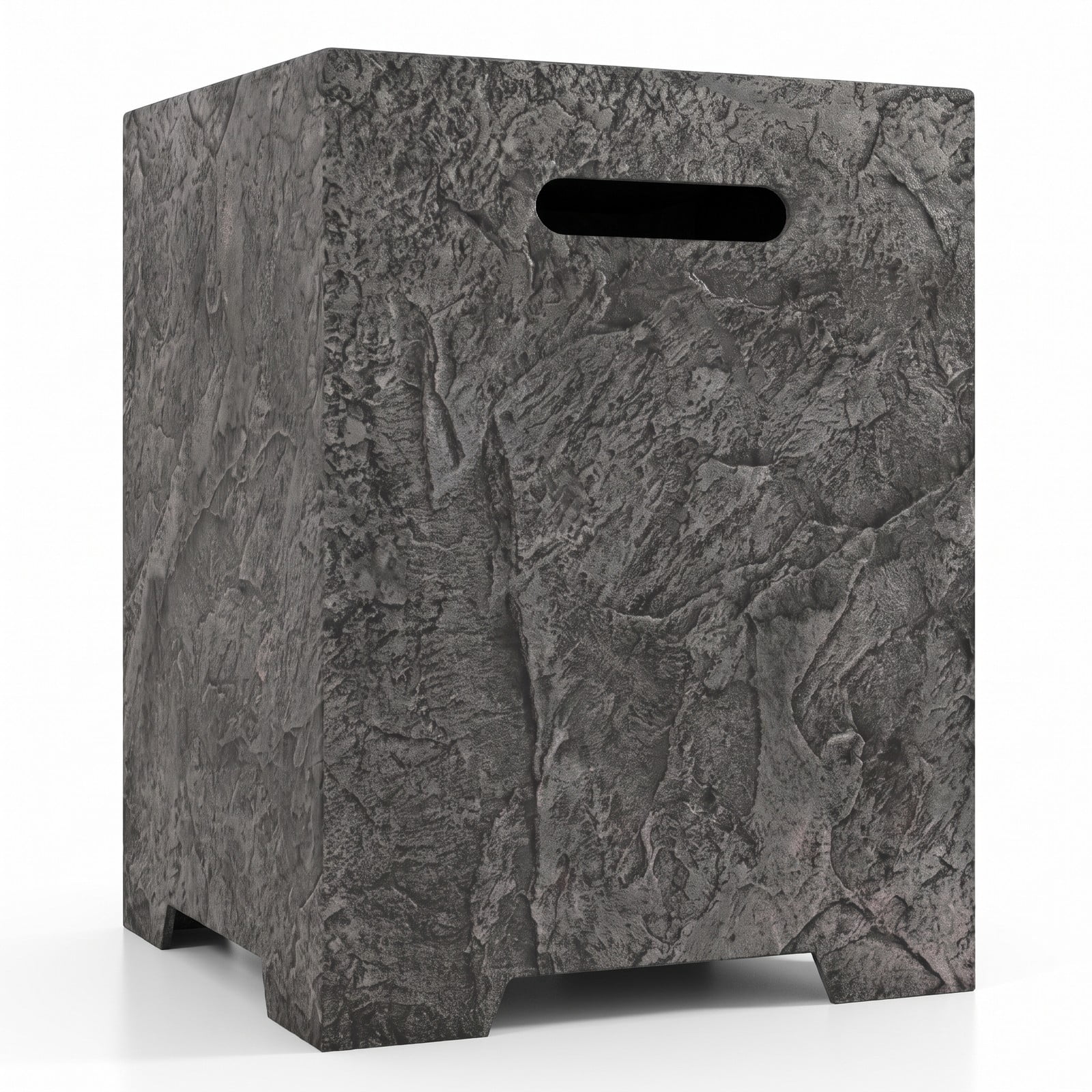 Biotree Propane Tank Cover Table, Outdoor Gas Tank Storage Hideaway Holder with Cut-Out Handles and Rain Cover, Weather-Resistant Side Table for 20 lb Tanks, Gray
