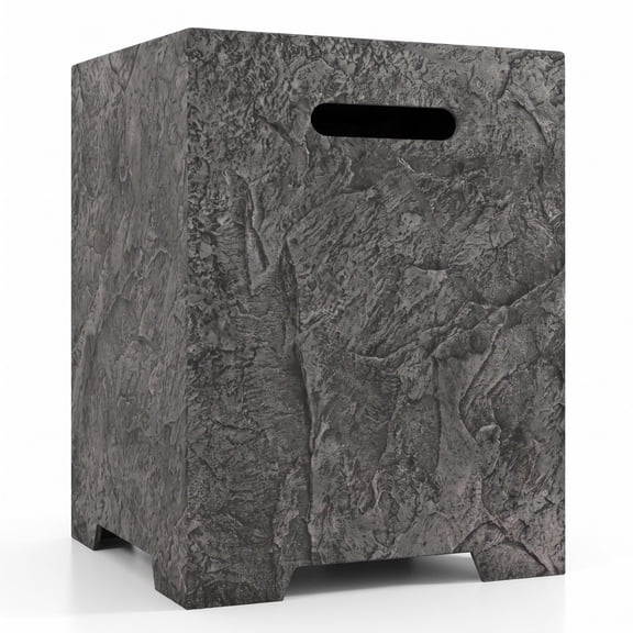 Biotree Propane Tank Cover Table, Outdoor Gas Tank Storage Hideaway Holder with Cut-Out Handles and Rain Cover, Weather-Resistant Side Table for 20 lb Tanks, Gray