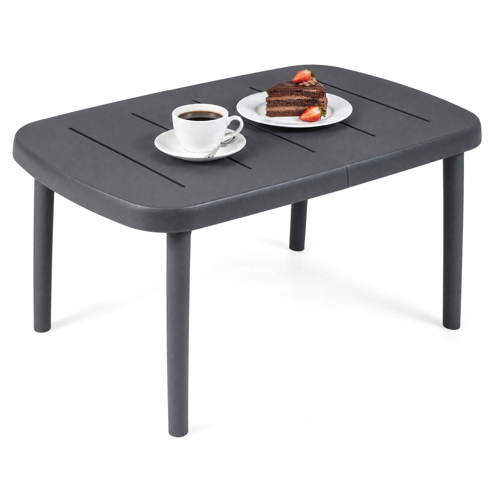 Biotree Rectangular Patio Side Table, Outdoor Storage End Table with Aluminum Alloy Rods, Waterproof Top and 110 lbs Capacity for Poolside Deck, Gray