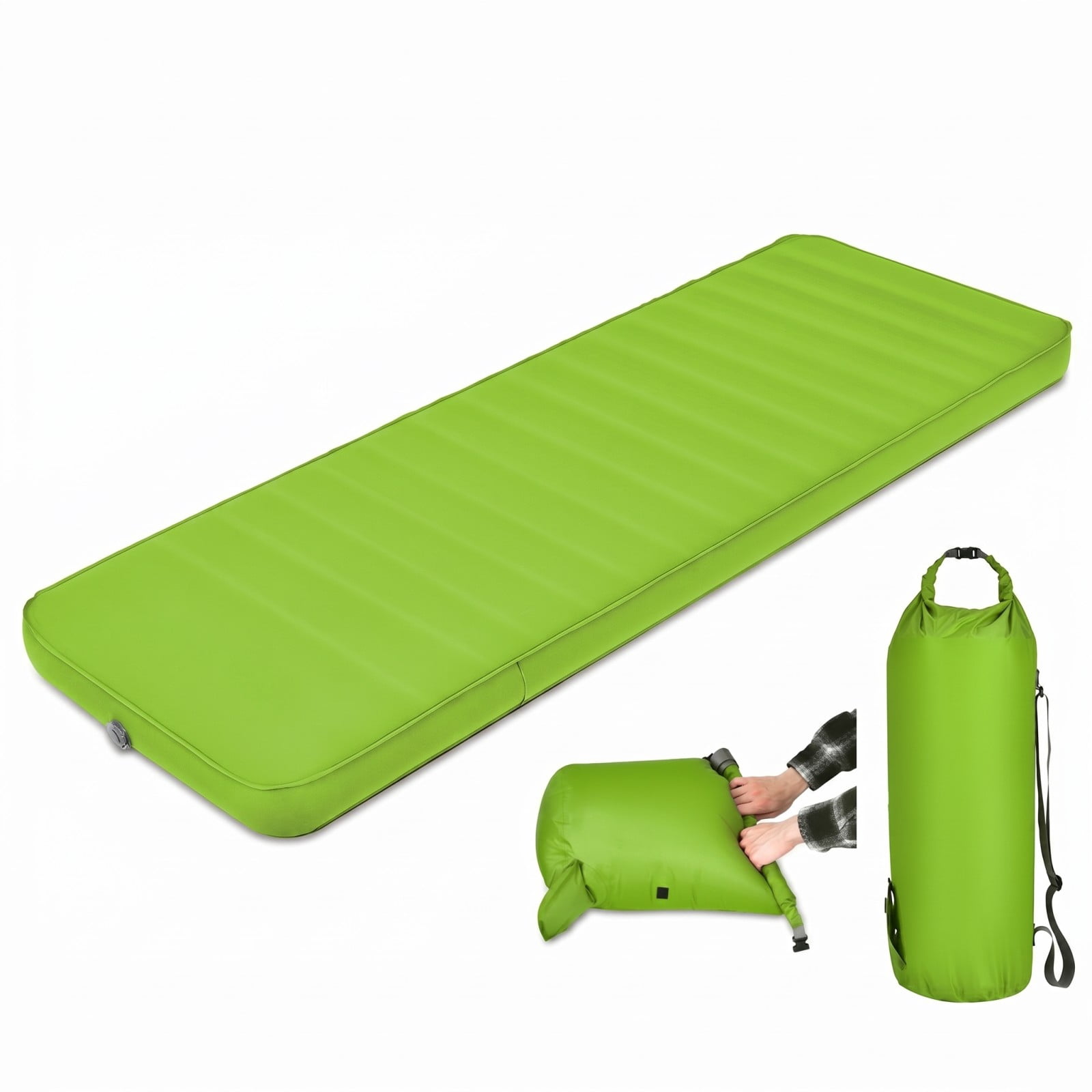 Biotree Self Inflating Folding Camping Sleeping Mattress with Carrying Bag Portable Sleeping Mat for Outdoor Camping, Green