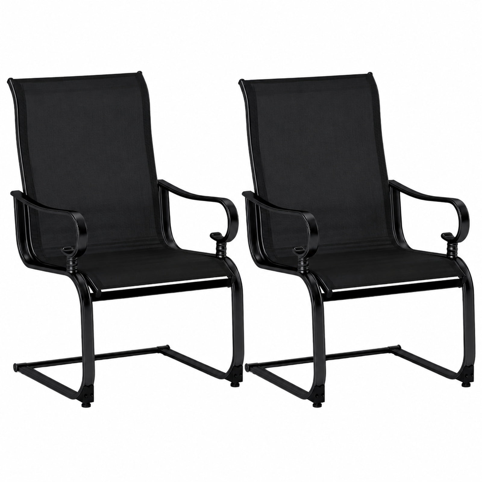 Biotree Set of 2 Patio Rocking Chairs, Quick-Drying Breathable Fabric, High Backrest, for Backyard, Black