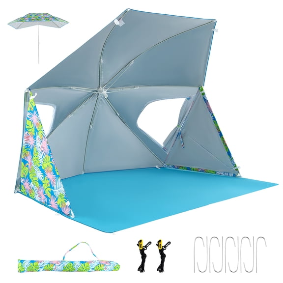 Biotree UPF50 Plus Sun Protection Beach Umbrella Tent with Portable Carrying Bag Pop Up Beach Shade for Outdoor, Blue