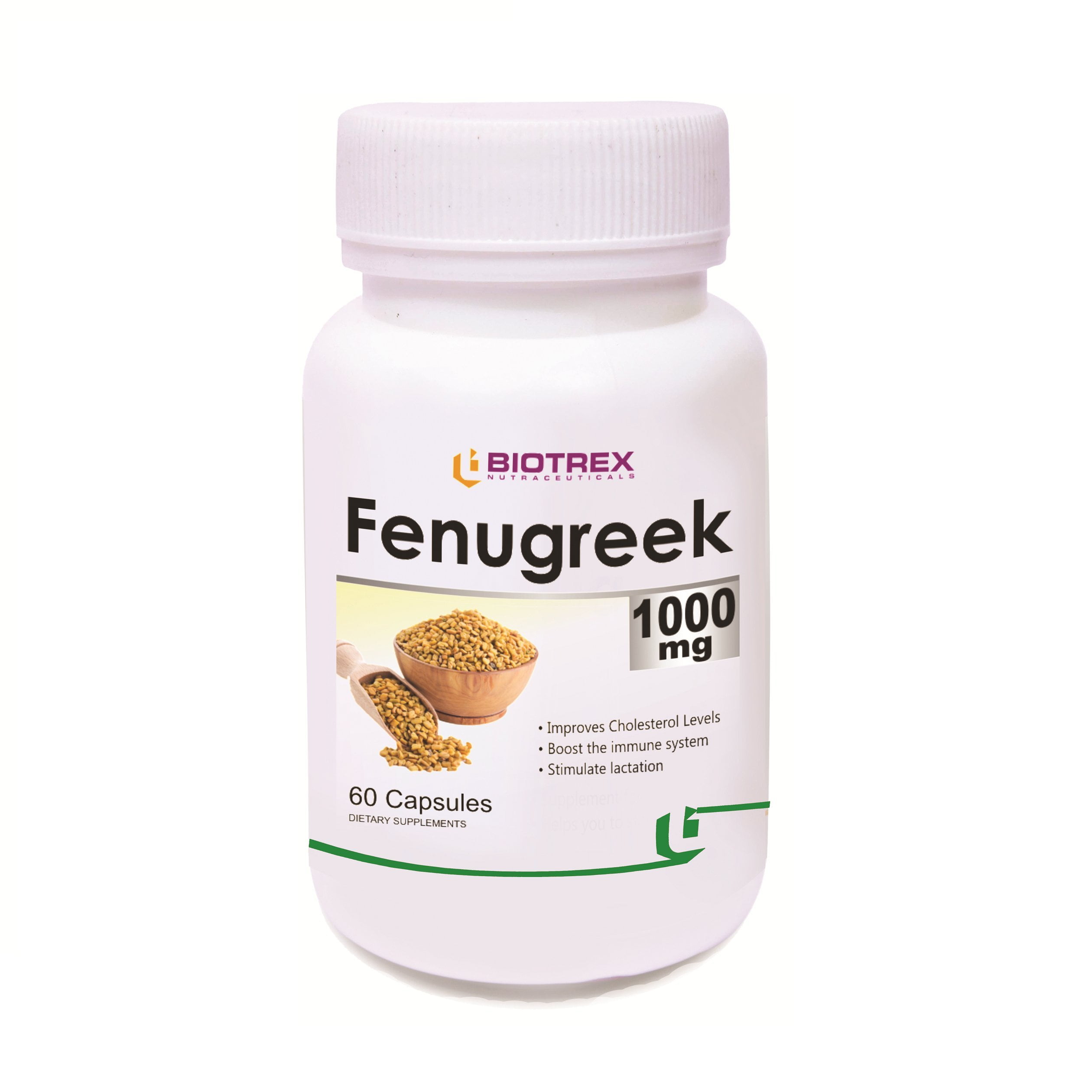 Biotrex Fenugreek Improves Cholesterol Levels, 1000mg (60 Capsules