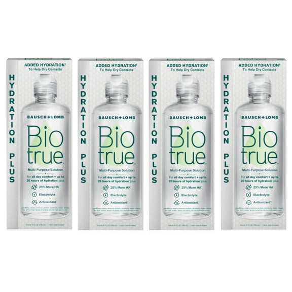 Biotrue Contact Lens Solution, Multi-Purpose Solution for Soft Contact Lenses, Lens Case Included, 10 FL OZ - 4 Pack