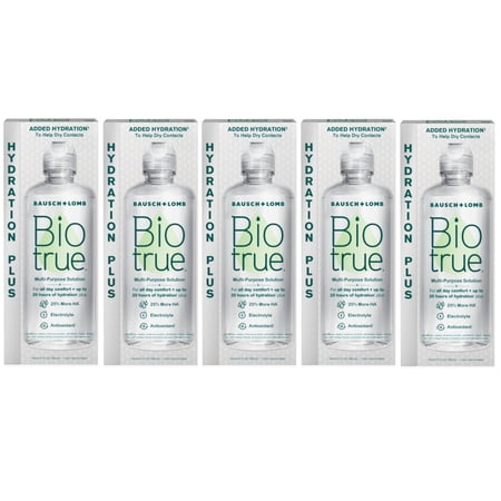 Biotrue Contact Lens Solution, Multi-Purpose Solution for Soft Contact Lenses, Lens Case Included, 10 FL OZ - 5 Pack