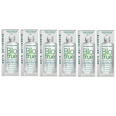 Biotrue Contact Lens Solution, Multi-Purpose Solution for Soft Contact Lenses, Lens Case Included, 10 FL OZ - 6 Pack
