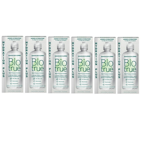 Biotrue Contact Lens Solution, Multi-Purpose Solution for Soft Contact Lenses, Lens Case Included, 10 FL OZ - 6 Pack