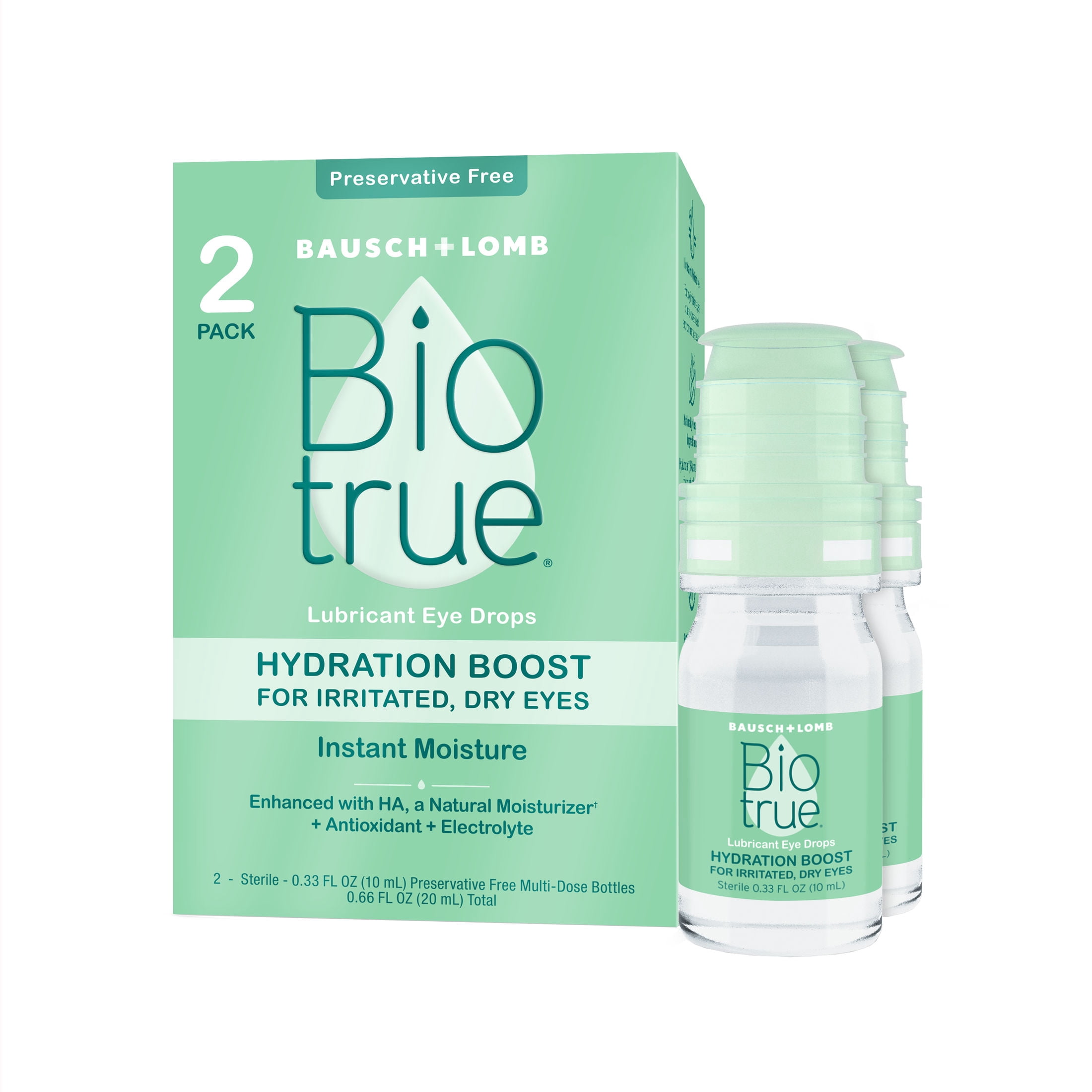 Biotrue Hydration Boost Preservative Free Eye Drops For Dry Eyes & Lubricant, 10 mL, 2Pack