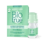 Biotrue Hydration Boost Preservative Free Eye Drops for Dry Eyes and Lubricant, 10 mL, 2 Pack