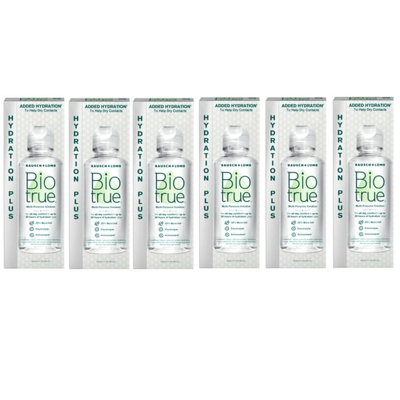Biotrue Hydration Plus Contact Lens Solution, Multi-Purpose Solution for Soft Contact Lenses, 4 FL OZ - 6 Pack