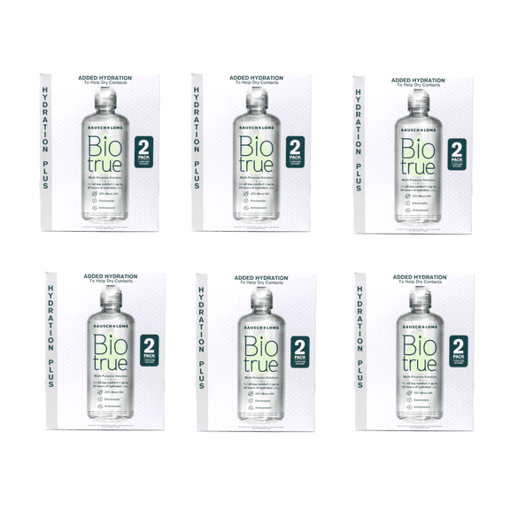 Biotrue Hydration Plus Multi-Purpose Contact Lens Solution + Lens Case, 2 x 10 fl oz 6 Pack