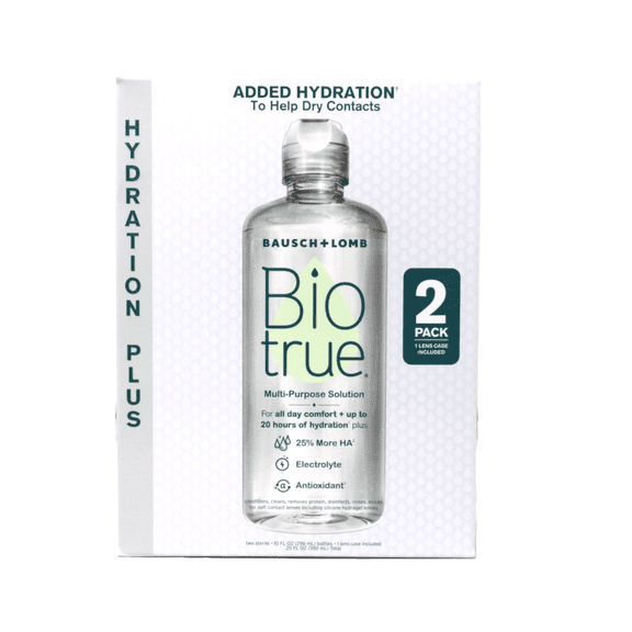 Biotrue Hydration Plus Multi-Purpose Contact Lens Solution + Lens Case, 2 x 10 fl oz