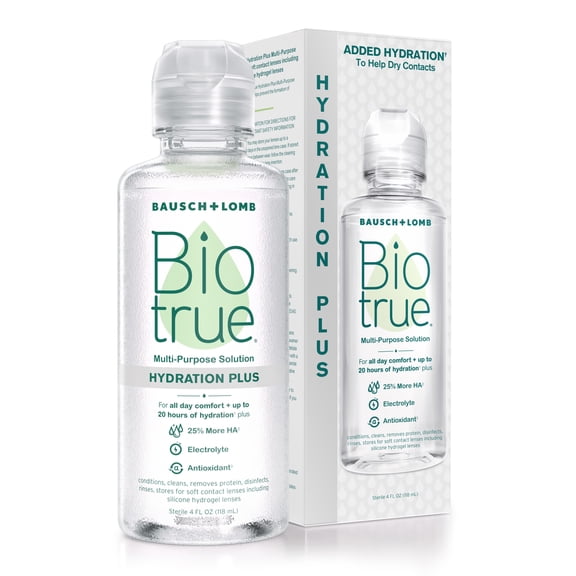 Biotrue Hydration Plus Multi-Purpose Contact Lens Solution for Hydrating Dry Contacts by Bausch + Lomb, 4 fl oz