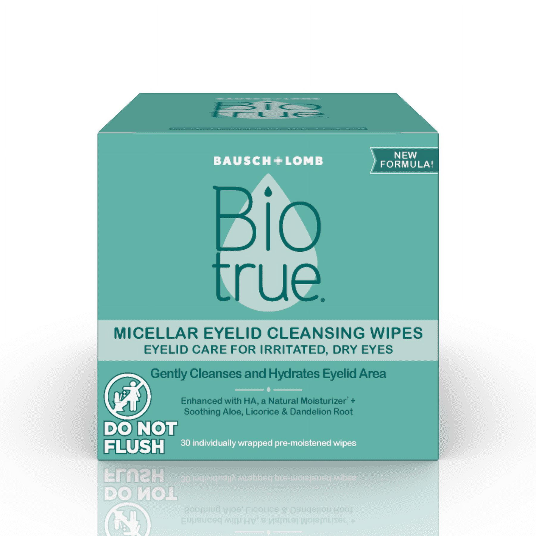 Biotrue Micellar Eyelid Cleansing Wipes, Eyelid Care for Irritated and
