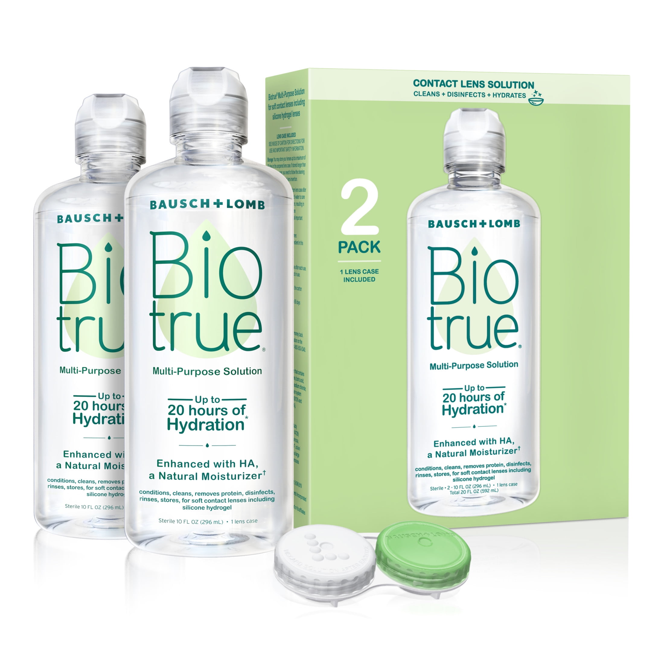 Biotrue Original Multi-Purpose Contact Lens Solution and Cleaner with Lens Case, 10 fl oz, 2 Pack