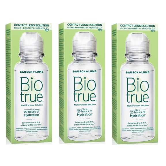 Biotrue Multi-Purpose Contact Lens Solution–from Bausch + Lomb–2 fl oz (60 mL) Bottle, - 3 Pack