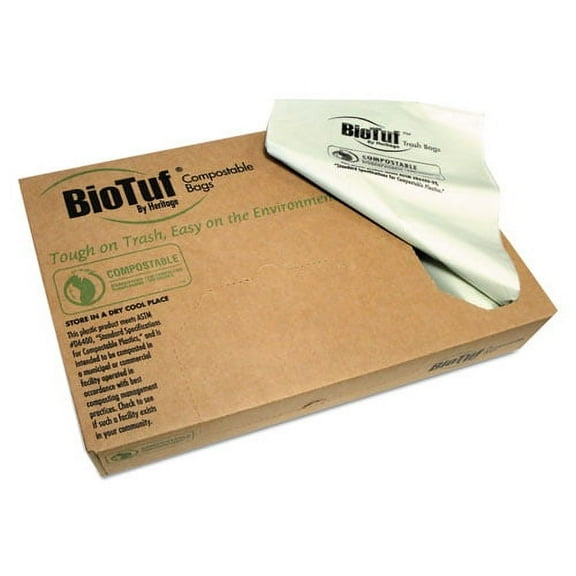 Biotuf Compostable Can Liners, 64 Gal, 0.8 Mil, 47" X 60", Green, 125/carton | Bundle of 2 Cartons