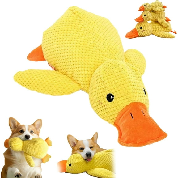Biovet Md Duck Toy, Calming Duck Toy for Dogs with Quacking Sound, Chew-Resistant No Stuffing Yellow Dog Duck Toy for Anxiety Relief, Machine-Washable Indoor Puppy Play