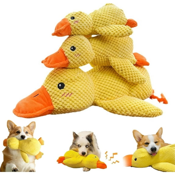 Biovet Md Duck Toy, Calming Duck Toy for Dogs with Quacking Sound, Chew-Resistant No Stuffing Yellow Dog Duck Toy for Anxiety Relief, Machine-Washable Indoor Puppy Play