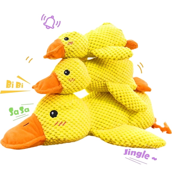 CLIQKWEN No-Stuffing Duck Dog Toy - Quacking Sound, Machine-Washable & Chew-Resistant for Indoor Play