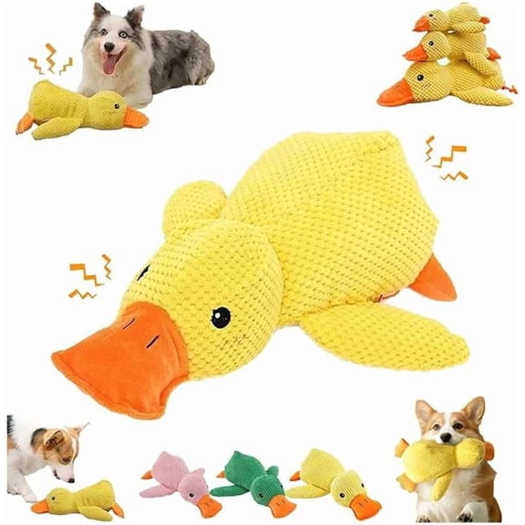 Ymbolf 2026 Cute Yellow Calming Duck Dog Toy,Quack-Quack Duck Dog Toy, Cute StuffedCalming Duck Dog Toys with Soft Squeaker,Interactive Dog Toys for Aggressive Chewers