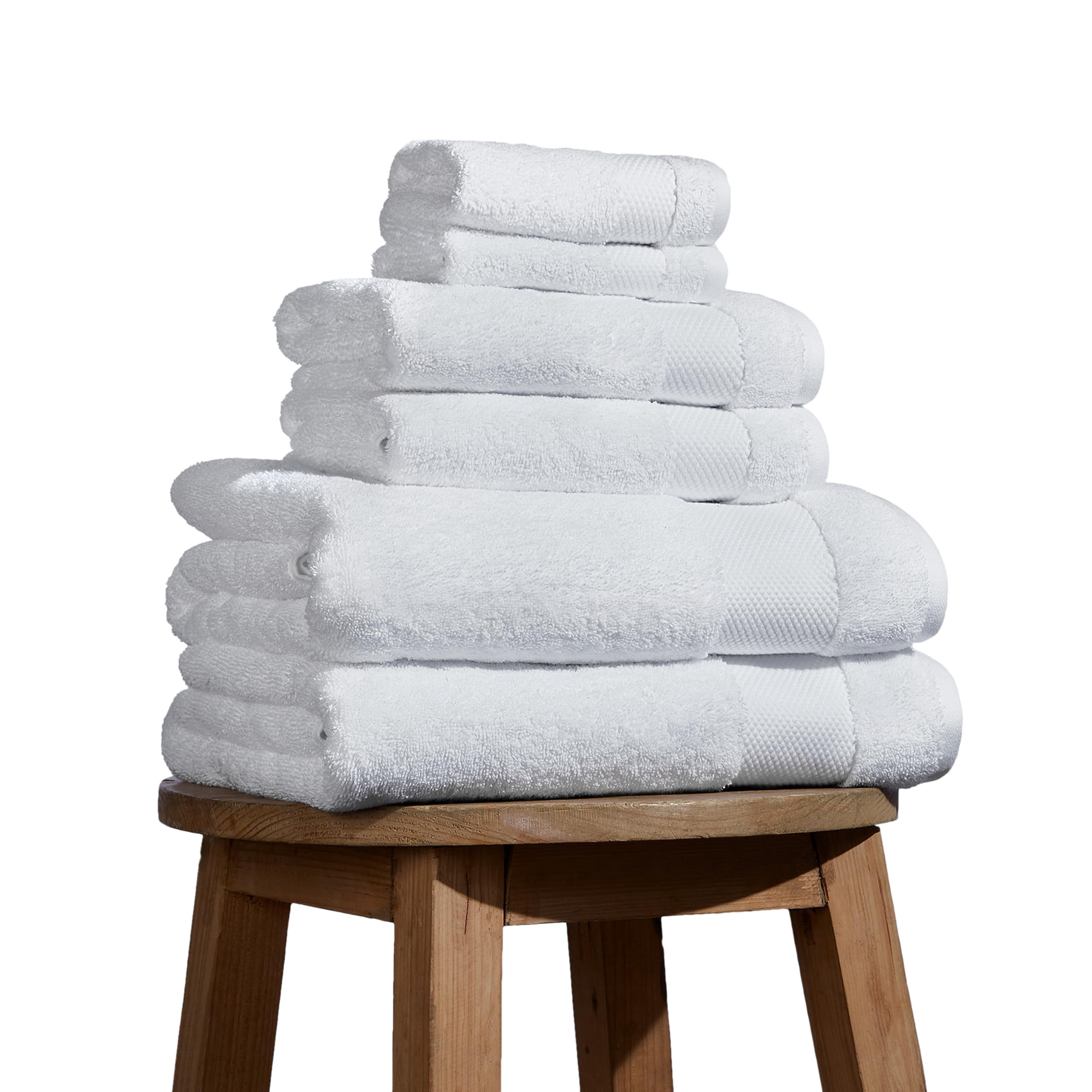 Bioweaves 100% Organic Cotton 700 GSM Plush 6-Piece Towel Set - 2 Bath Towels, 2 Hand Towels & 2 Washcloths - White