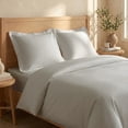 thumbnail image 1 of Bioweaves 100% Organic Cotton Full/Queen Duvet Cover Set, 3-Piece, 300 Thread Count Sateen Weave GOTS Certified Comforter Cover with Buttoned Closure and 2 Pillow Shams – Silver, 90x90 inches, 1 of 9