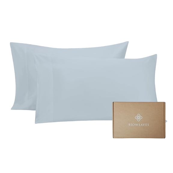 Bioweaves 100% Organic Cotton Pillow Cases 300 Thread Count Soft Sateen Weave – Standard/Queen Size, Set of 2, Shore