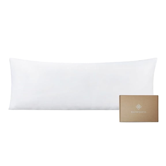 Bioweaves 100% Organic Cotton Sateen Weave Body Pillow Cover – 500 Thread Count, Soft & Lustrous, Body Pillow Pillowcase with Envelope Closure – 21” x 54”, White
