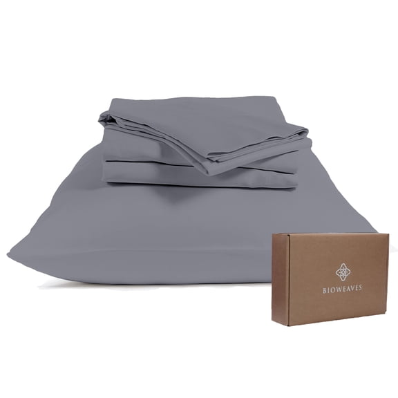 Bioweaves 100% Organic Cotton Sheets, 300 Thread Count 3-Piece GOTS Certified Bed Sheet Set Fits Mattress Upto 17" Deep Pocket, Soft & Silky Sateen Weave (Twin, Stone)