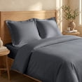 thumbnail image 1 of Bioweaves 100% Organic Cotton Twin / Twin XL Duvet Cover Set, 2-Piece, 300 Thread Count Sateen Weave GOTS Certified Comforter Cover with Buttoned Closure and 1 Pillow Sham – Gray, 66x90 inches, 1 of 9