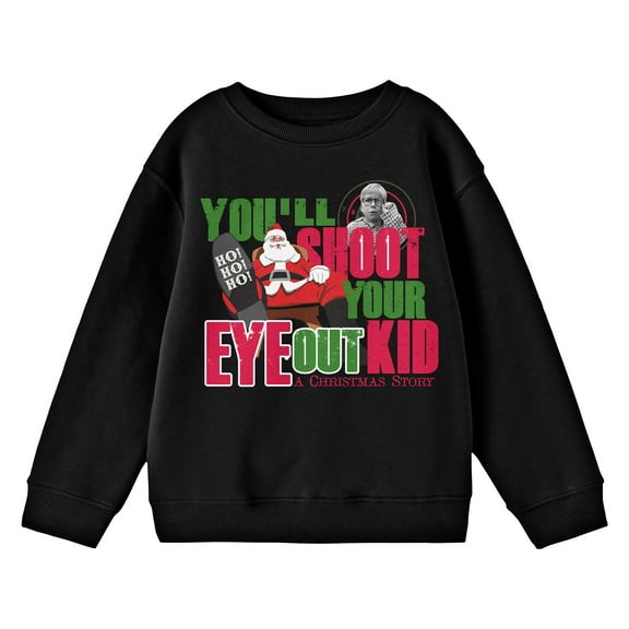 Bioworld A Christmas Story You'll Shoot Your Eye Out Kid Youth Black Graphic Sweatshirt-XL
