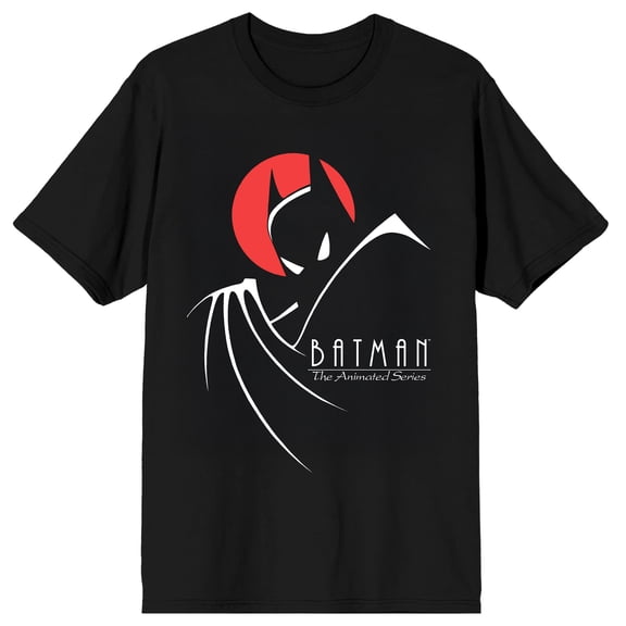 Bioworld Batman The Animated Series 1992 Red Moon Graphic Tee | 3-Color Screen Print | 100% Cotton Crew Neck | Officially Licensed Adult T-Shirt-Large
