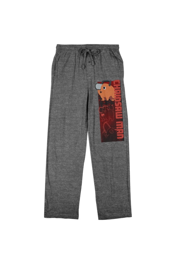 Chainsaw Man Men's Sleep Pants | Elastic Drawcord Waist | Full-Leg Character Graphic | Officially Licensed Adult Lounge Pajama Pants-Medium