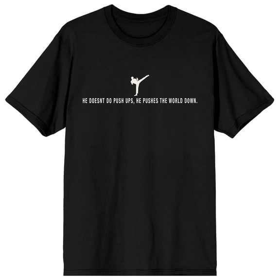 Bioworld Chuck Norris Roundhouse Kick Funny Quote Men's Graphic Tee | DTG-Printed Novelty Short Sleeve Crew Neck T-Shirt-Large