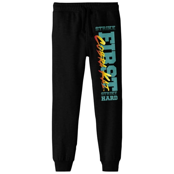 Bioworld Cobra Kai Strike First, Strike Fast Youth Black Jogger Pants-Medium