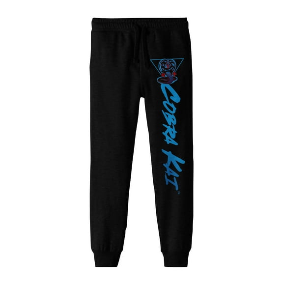 Bioworld Cobra Kai Vertical Logo Youth Black Graphic Jogger Pants-Large