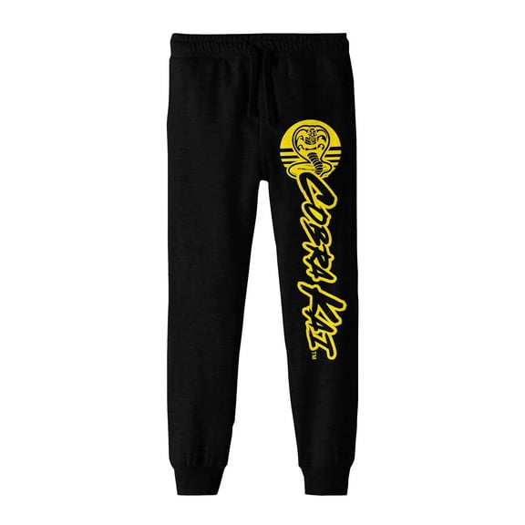 Bioworld Cobra Kai Yellow Snake Logo Youth Black Joggers-Medium