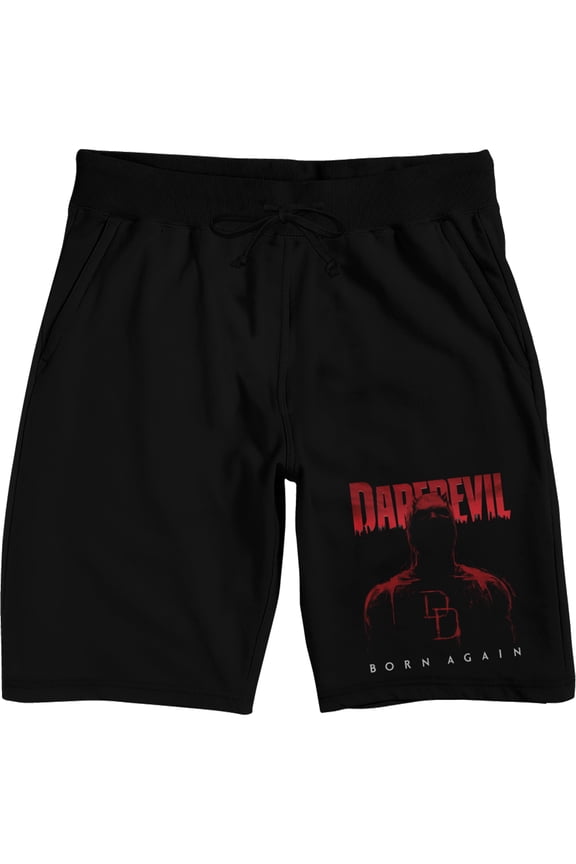 Daredevil Born Again Men's Lounge Shorts | Marvel Licensed Sleepwear | Screen-Printed Graphic | Elastic Drawstring Waist | Adult Loungewear-Large