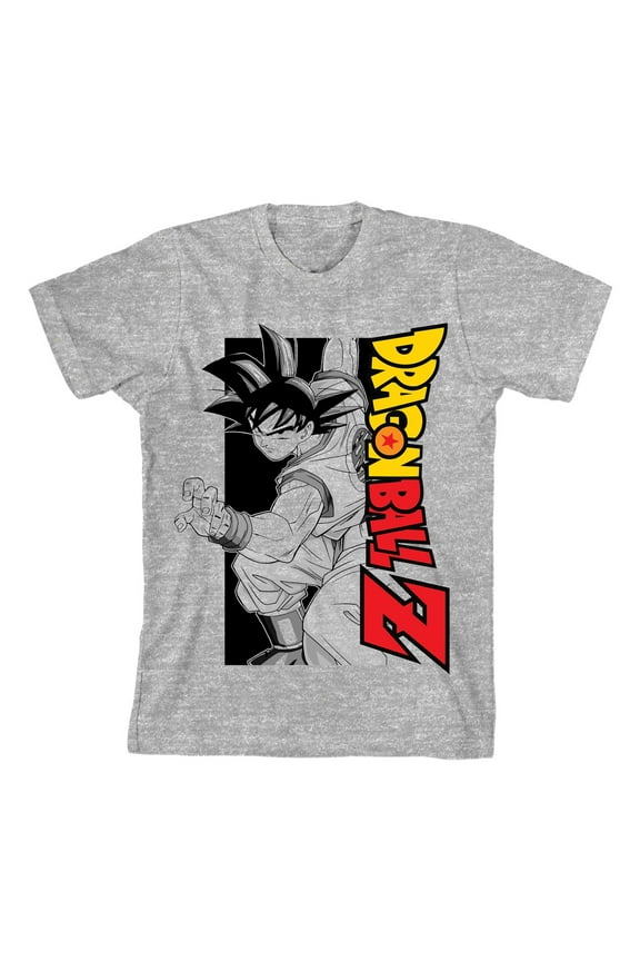 Dragon Ball Z Goku Rotated Logo Boy's Athletic Heather T-shirt-XL