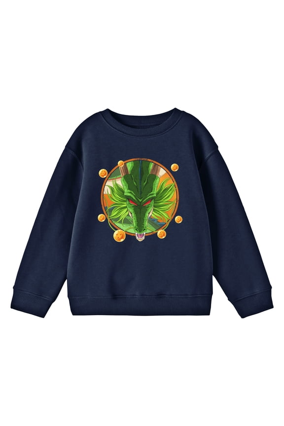 Dragon Ball Z Shenron Boys Crew Neck Pullover Sweatshirt | Screen-Print Graphic | Ribbed Cuffs and Hem | Officially Licensed Youth-Large