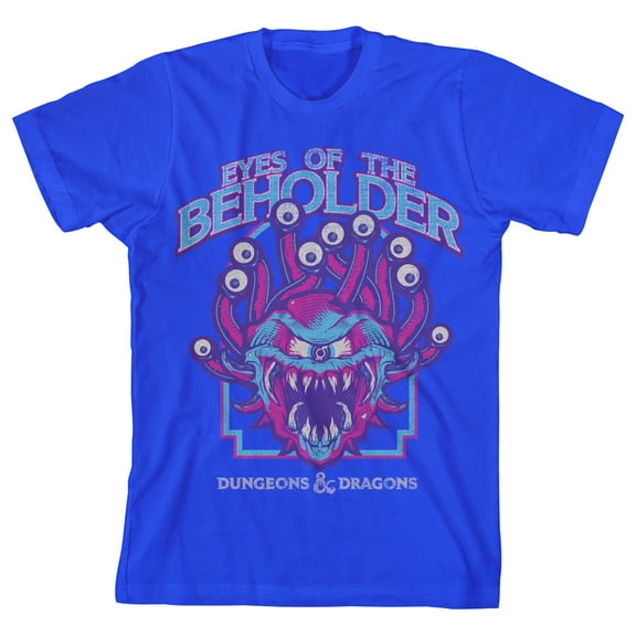 Bioworld Dungeons & Dragons Distressed Eyes of the Beholder Youth Royal Blue Short Sleeve Crew Neck Tee-Medium