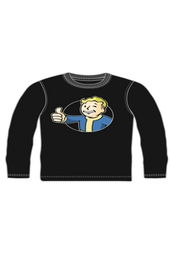 Fallout Vault Boy "Thumbs Up" Black Youth Long Sleeve Tee Large Unisex