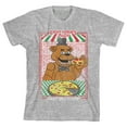 thumbnail image 1 of Bioworld Five Nights at Freddy's Fazbear's Pizza Fast Delivery Ad Layout Screen Print on Athletic Heather Tee-L, 1 of 2