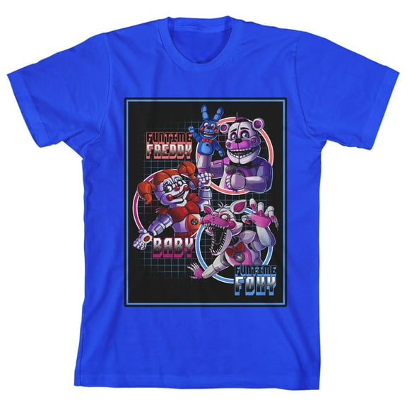 Bioworld Five Nights at Freddy's Fun Time Characters Youth Royal Blue Short Sleeve Tee-XL