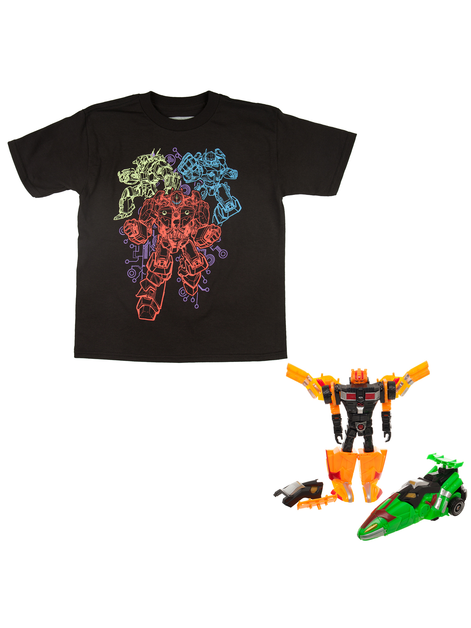 Bioworld Glow-In-The-Dark Ultrabot Black Short Sleeve Graphic T-Shirt Including Robot Toy Gift With Purchase (Little Boys & Big Boys) - image 1 of 3