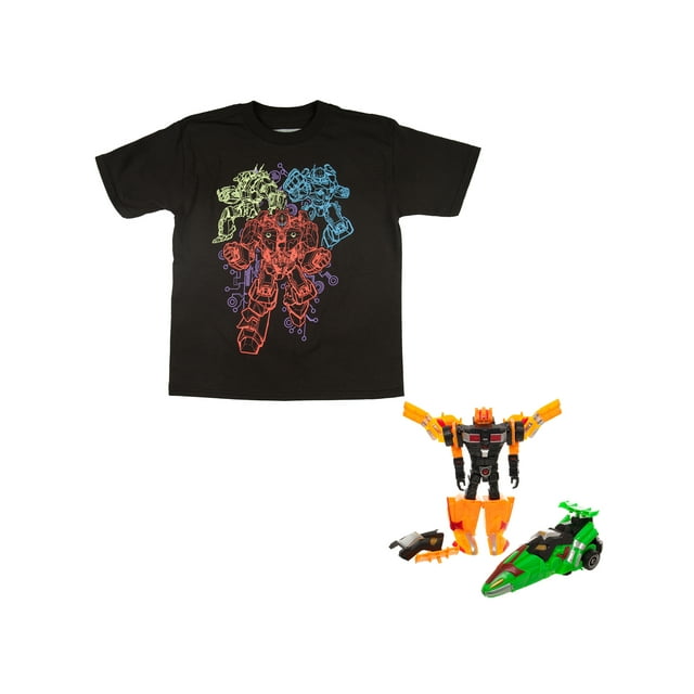 Bioworld Glow-In-The-Dark Ultrabot Black Short Sleeve Graphic T-Shirt Including Robot Toy Gift With Purchase (Little Boys & Big Boys)
